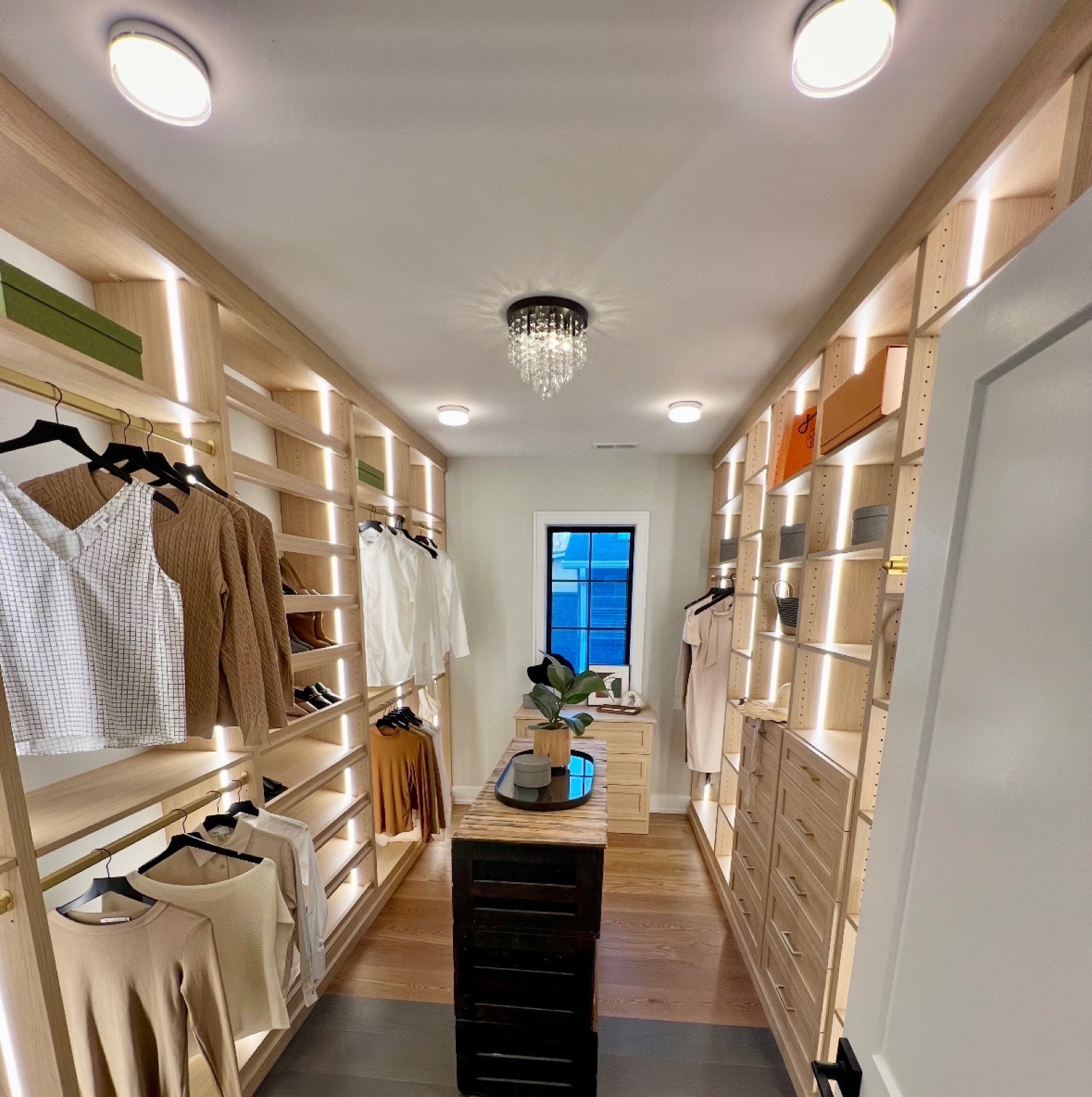LED-lit custom walk-in closet